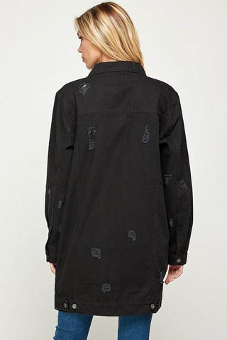 DENIM 3/4 QUARTER JACKETS DISTRESSED WASHED - Just Believe Boutique