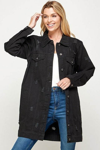 DENIM 3/4 QUARTER JACKETS DISTRESSED WASHED - Just Believe Boutique