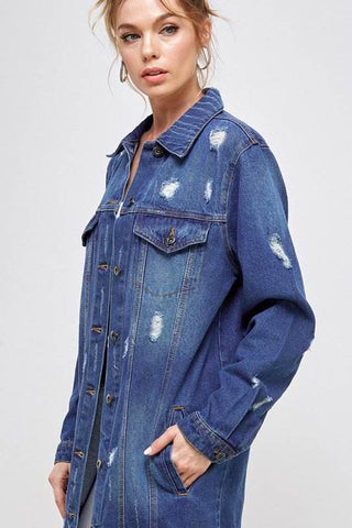 DENIM 3/4 QUARTER JACKETS DISTRESSED WASHED - Just Believe Boutique