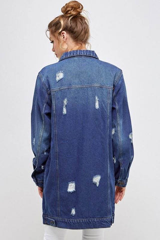 DENIM 3/4 QUARTER JACKETS DISTRESSED WASHED - Just Believe Boutique