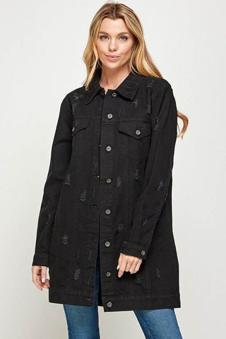 DENIM 3/4 QUARTER JACKETS DISTRESSED WASHED - Just Believe Boutique