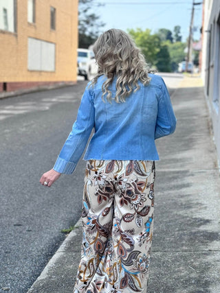 Denim Cuffed Jacket - Just Believe Boutique