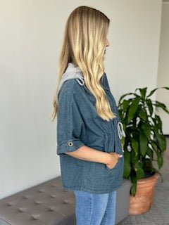 DENIM - DRAWSTRING - JACKET - Just Believe Boutique