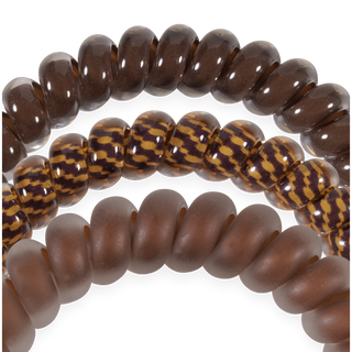 Teleties small spiral hair ties in Morning Brew coffee brown, front view