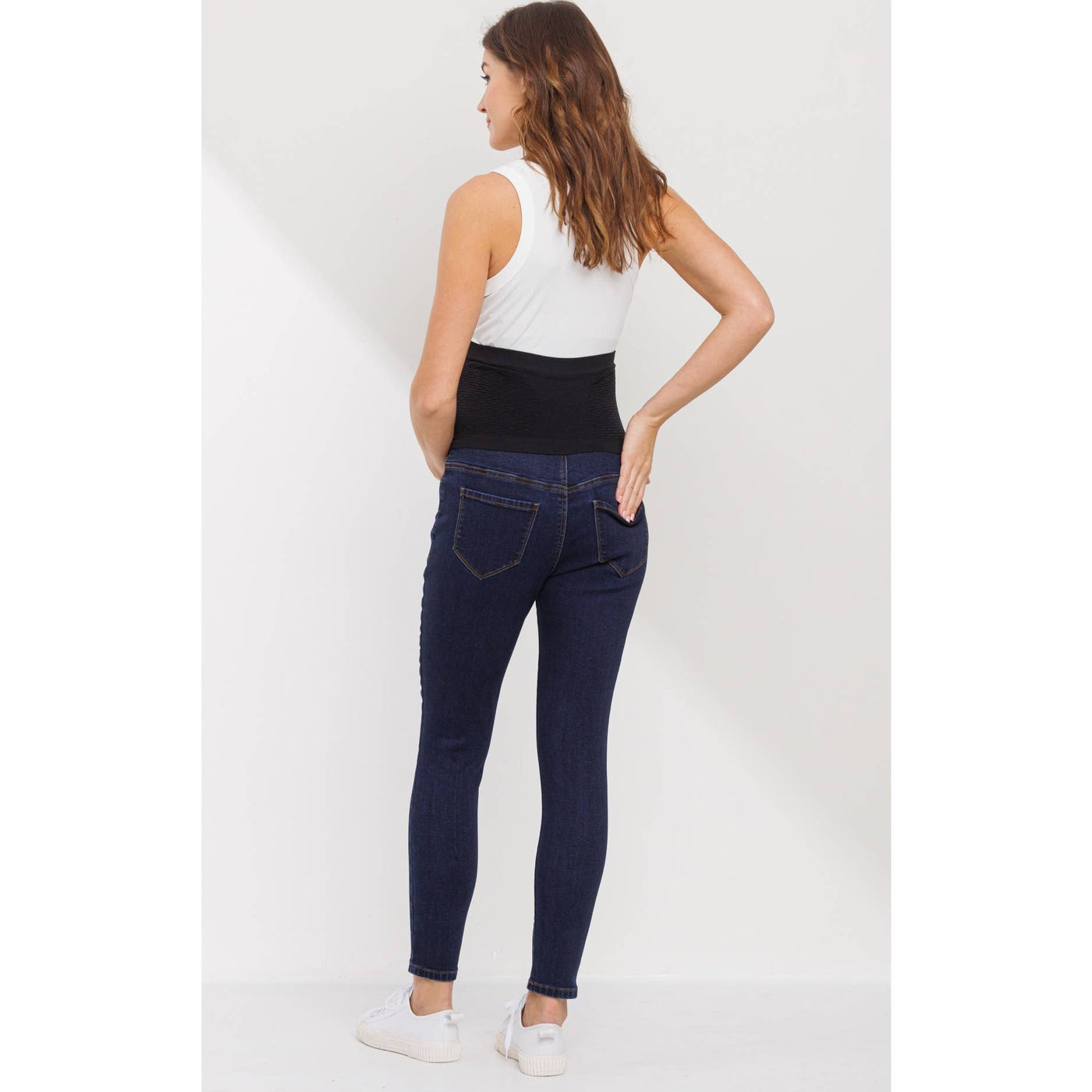 Stretch Maternity Skinny Jeans With Elastic Belly Band