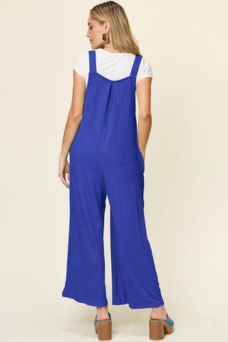 Double Take Full Size Texture Sleeveless Wide Leg Overall - Just Believe Boutique