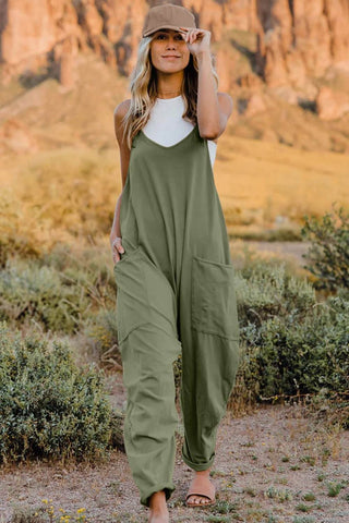 Double Take Full Size V-Neck Sleeveless Jumpsuit with Pockets - Just Believe Boutique