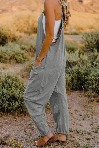 Double Take Full Size V-Neck Sleeveless Jumpsuit with Pockets - Just Believe Boutique