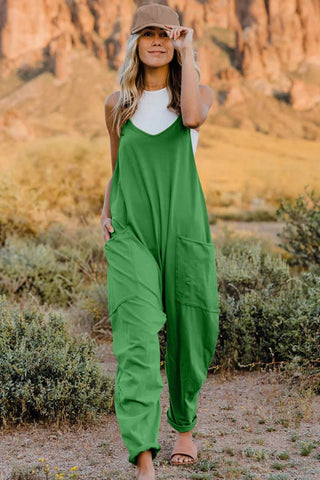 Double Take Full Size V-Neck Sleeveless Jumpsuit with Pockets - Just Believe Boutique