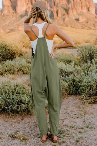 Double Take Full Size V-Neck Sleeveless Jumpsuit with Pockets - Just Believe Boutique