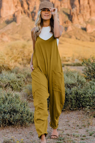 Double Take Full Size V-Neck Sleeveless Jumpsuit with Pockets - Just Believe Boutique