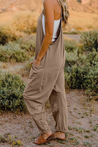 Double Take Full Size V-Neck Sleeveless Jumpsuit with Pockets - Just Believe Boutique
