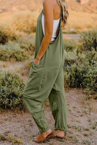 Double Take Full Size V-Neck Sleeveless Jumpsuit with Pockets - Just Believe Boutique