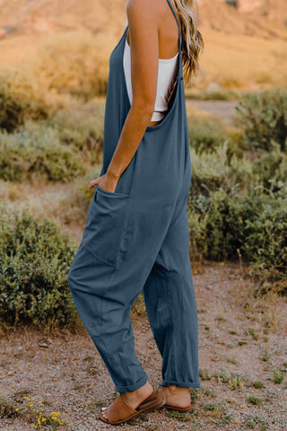 Double Take Full Size V-Neck Sleeveless Jumpsuit with Pockets - Just Believe Boutique