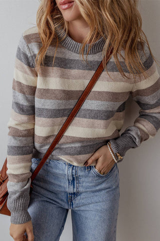 Robin Striped Sweater: Gray Stripe / S