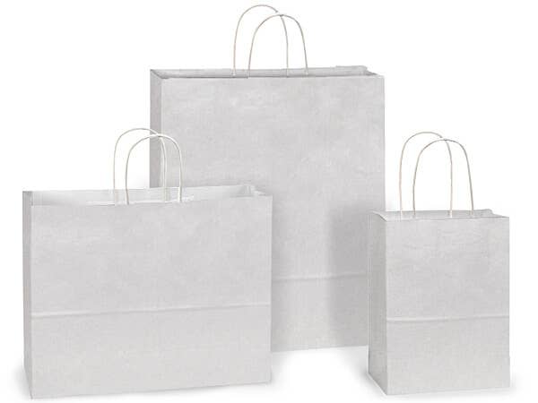 White Kraft Paper Shopping Bags: Assortment / 125 Pack