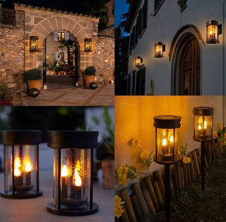 OutdoorSolarOutlet - Solar Flickering Candle Lantern Outdoor Garden Stake Lights