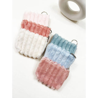 Embossed Faux Fur Coin Purse with Key Ring