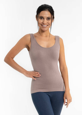 Ribbed Reversible Tank: Chocolate