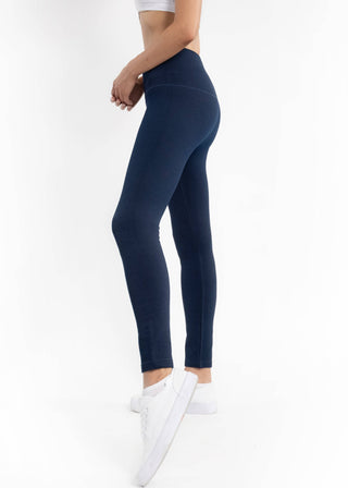 High Waist Crossover Leggings: STONE GREY DENIM