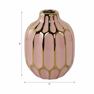 Sagebrook Home - Decorative Vase - Blush/Gold Ceramic Bud Abstract Modern,8in