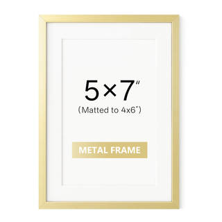 La Vie Photo - 5x7" Brushed Aluminum Photo Frame with 4x6" Mat – Gold