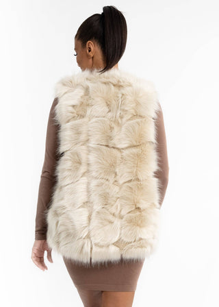 Posh Faux Fur Vest: Beige