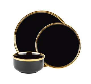 Godinger - Hillcrest 12 Piece Gold Rim Dinnerware Set, Service For 4