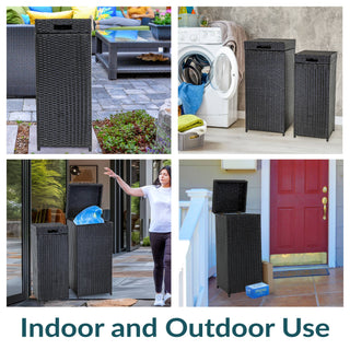 Sunnydaze Decor - Wicker Outdoor Trash Cans - Set of 2 - 26 Gal. and 15 Gal.