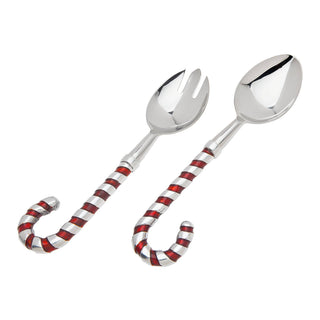 Godinger - Sleigh Salad Bowl with Candy Cane Salad Servers