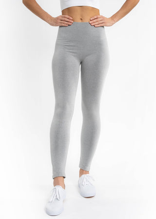 High Waist Crossover Leggings: STONE GREY DENIM