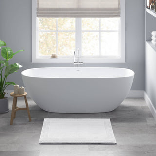 Olliix - Reversible Cotton Bathroom Rugs, Bath Mat Washable Rug White