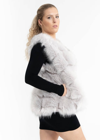 Posh Faux Fur Vest: Light Grey