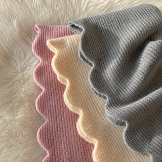Scallop Edge Cozy Scarf, Ribbed Knit