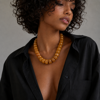 Chunky Resin & Natural Stone Bead Necklace