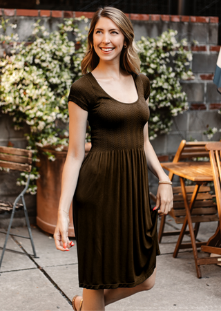 Knee Length Cap Sleeve Dress
