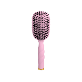 TELETIES bubblegum pink oval boar bristle hair brush with cushioned pad and long handle