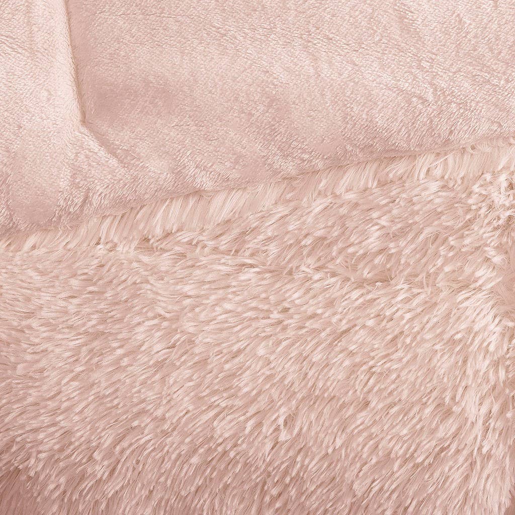 Shaggy Fur 3-Piece Comforter or Duvet Cover Set, Pink: Full/Queen / Duvet Cover