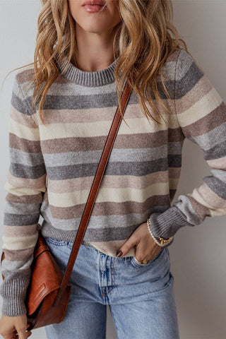 Robin Striped Sweater: Gray Stripe / S