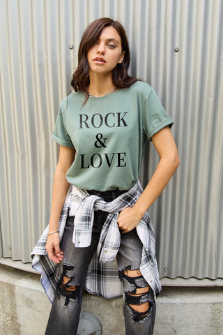 Simply Love Full Size ROCK ＆ LOVE Short Sleeve T-Shirt