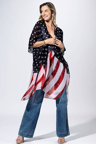 Navy Flag Stars & Stripes Kimono