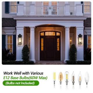 39F Inc. - 22' Dusk-to-Dawn Outdoor Wall Lantern, Matte Black 2-Light