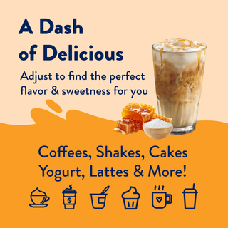 Jordan's Skinny Mixes sea salt honey syrup bottle with iced coffee glass topped with whipped cream