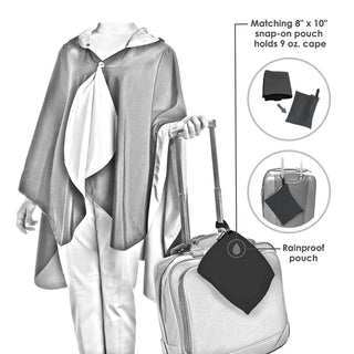 RainCaper - Black & Pewter Grey Reversible Rain & Travel Cape