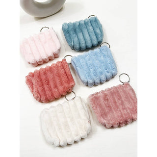 Embossed Faux Fur Coin Purse with Key Ring
