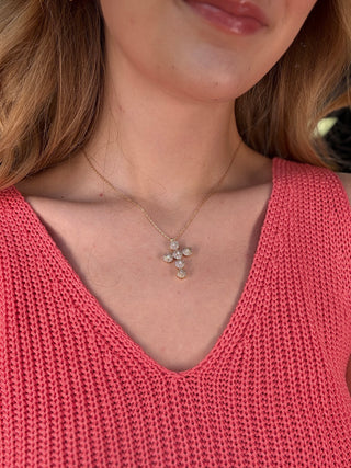 Dainty Sparkle Cross Necklace – model photo
