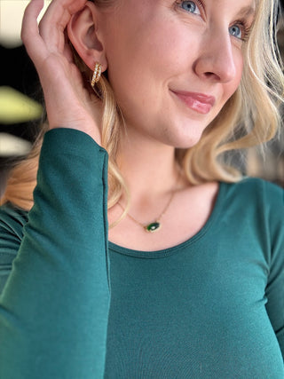 Spiral Sparkle Double Hoop Earrings – model photo
