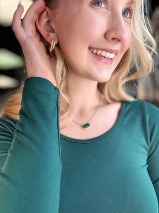 Spiral Sparkle Double Hoop Earrings – model photo