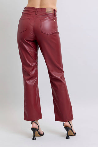 Judy Blue Jeans - Faux Leather Tummy Control High Waisted Straight