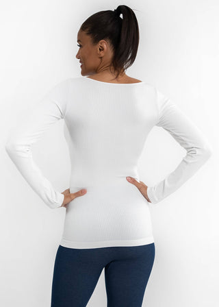 ELIETIAN - Ribbed Long Sleeve Top